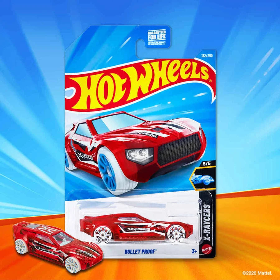 Hot Wheels Bullet Proof X-Raycers 5/5 on Guaranteed for Life card packaging