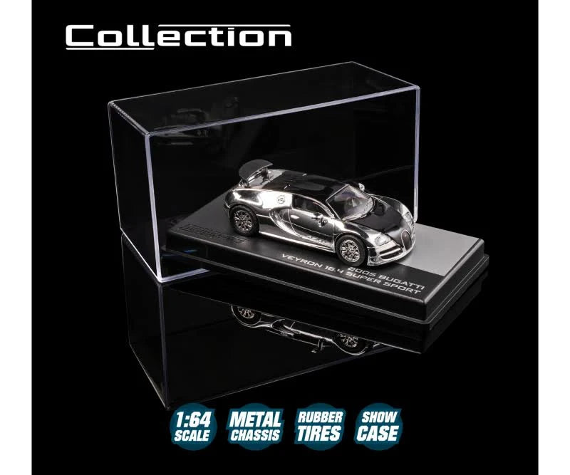 Majorette Bugatti Veyron 1:64 scale - metal chassis, rubber tyres and display showcase