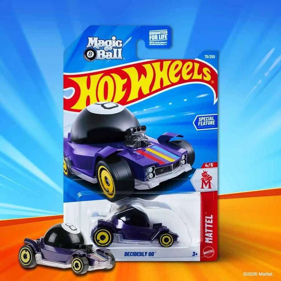 Hot Wheels Decidedly Go Mattel Series 4/5 Purple Special Feature on card packaging