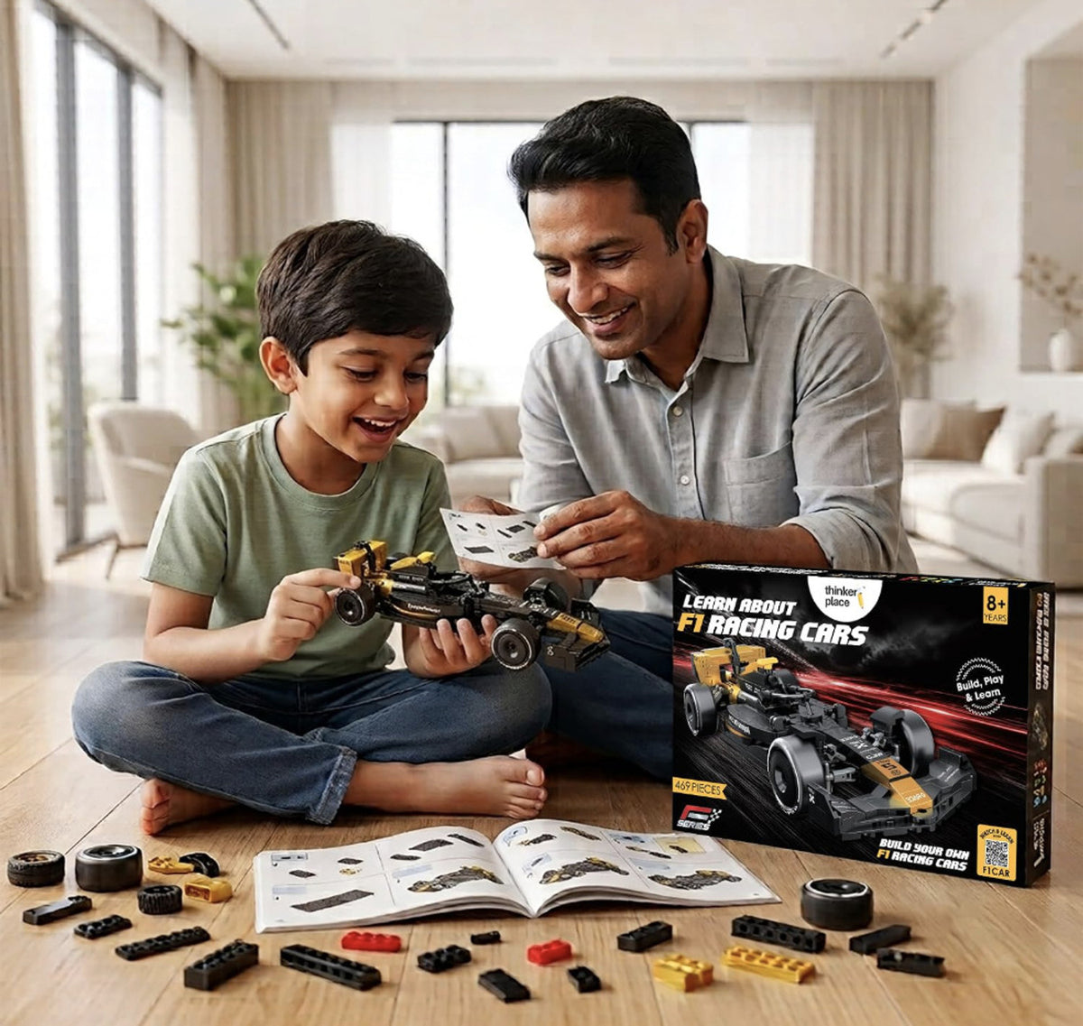 ThinkerPlace Speed F1 Building Set – 469 pcs, Yellow & Gold – view 4
