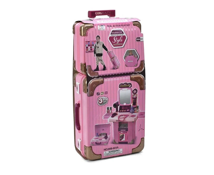 3-in-1 Beauty Salon Suitcase Playset 008-603A - packaged playset