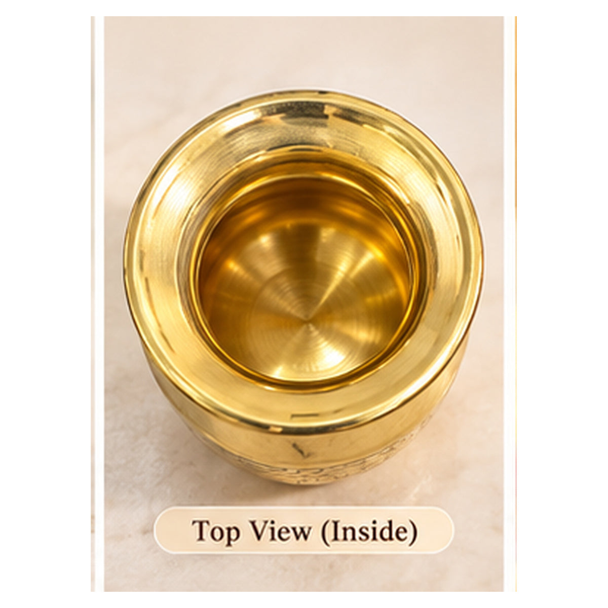 Top view into engraved lota
