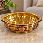 AI-styled floral handled urli — Living room styling