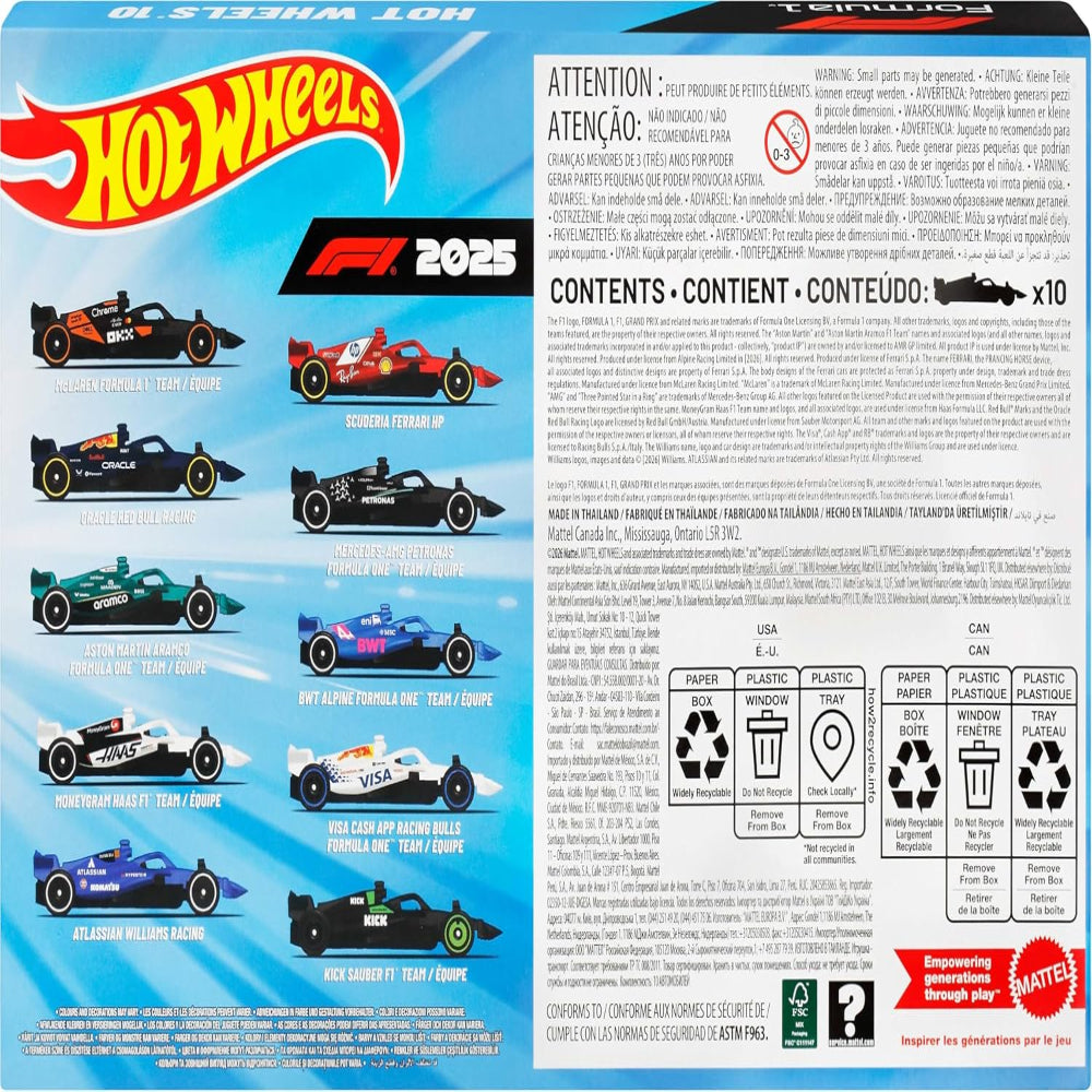 Hot Wheels Formula 1 10-Car Pack – 2025 Teams, 1:64 Scale – product view 5