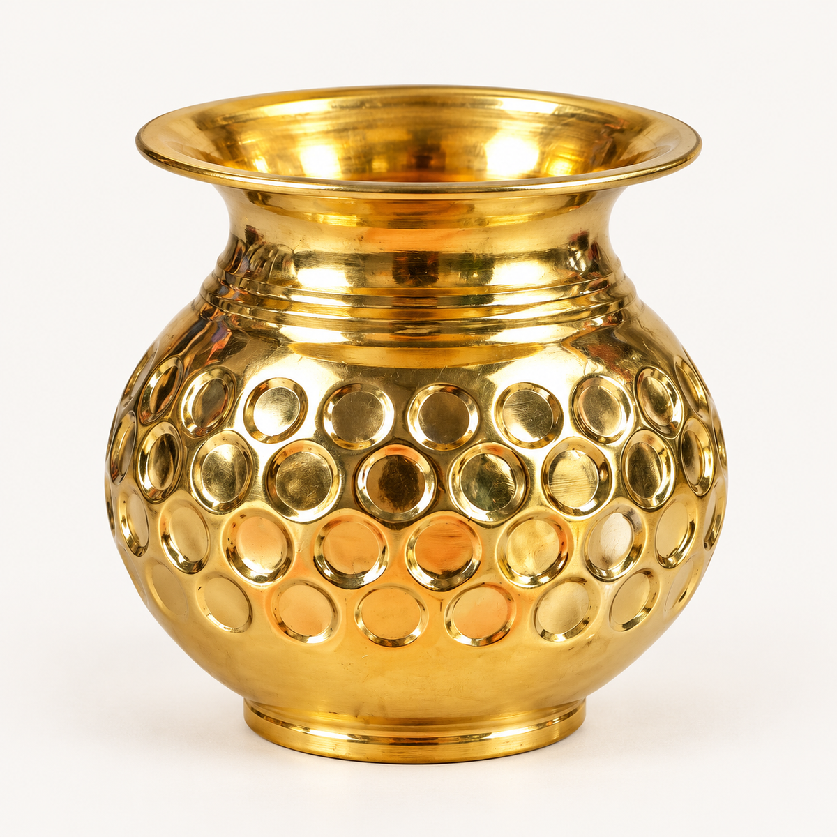 Circular-pattern gold-tone kalash — studio view (AI-styled)