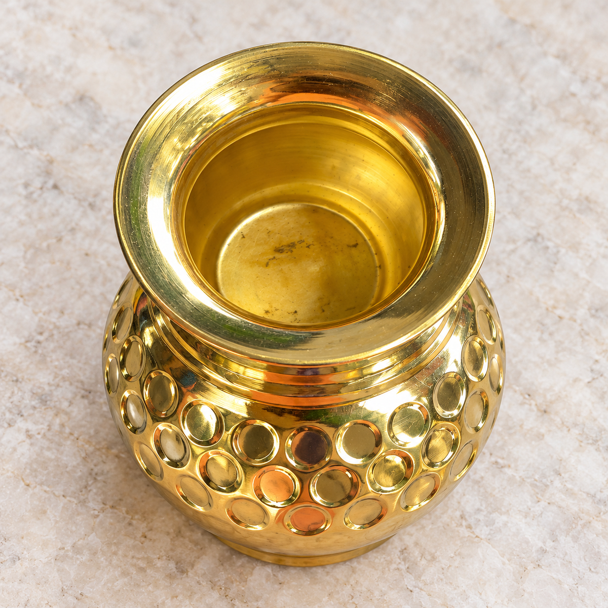 Circular-pattern gold-tone kalash — interior view (AI-styled)