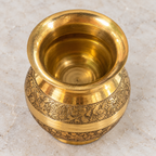Floral engraved gold-tone kalash — interior view (AI-styled)