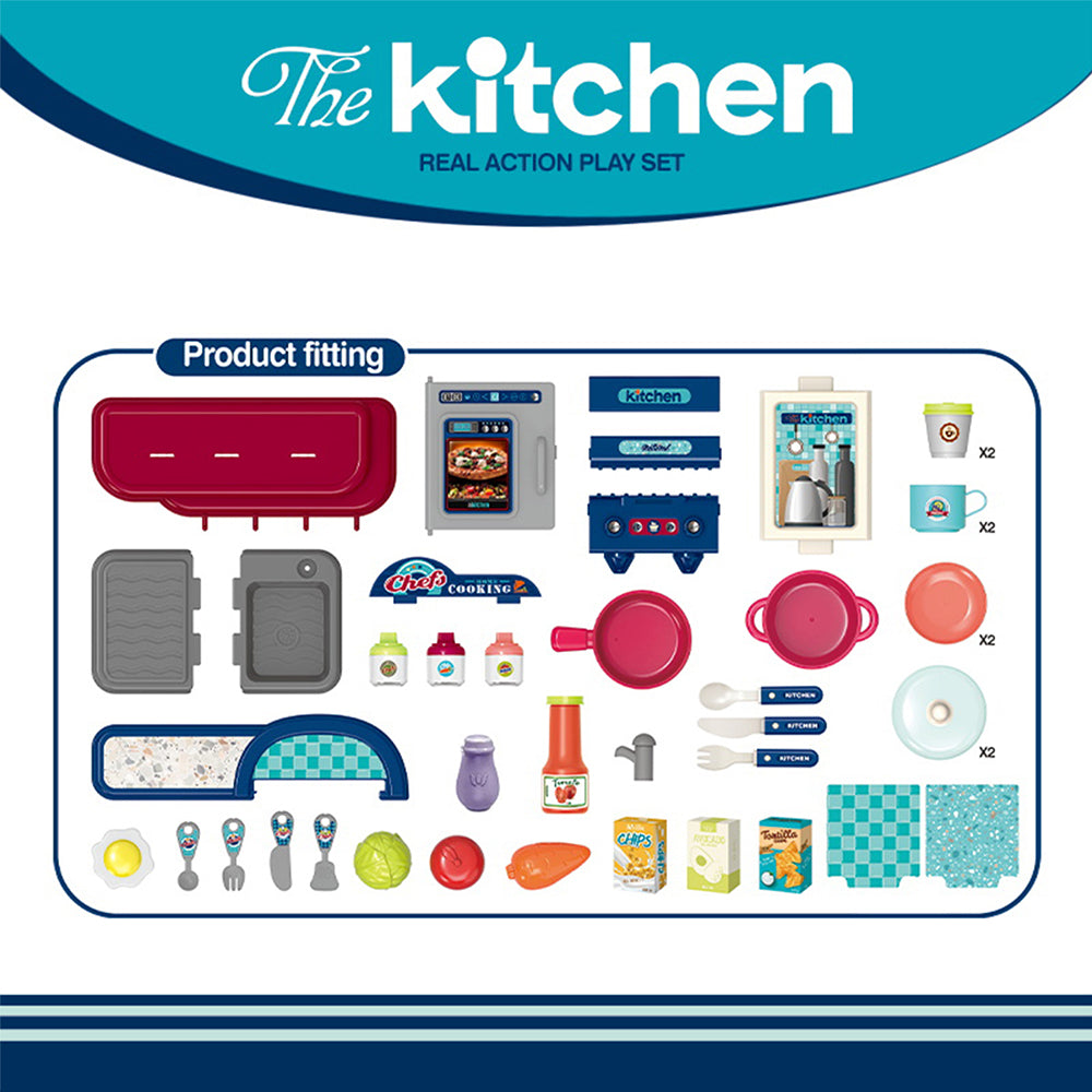 3-in-1 Blue Kitchen Suitcase Playset 008-606A - included toy kitchen accessories