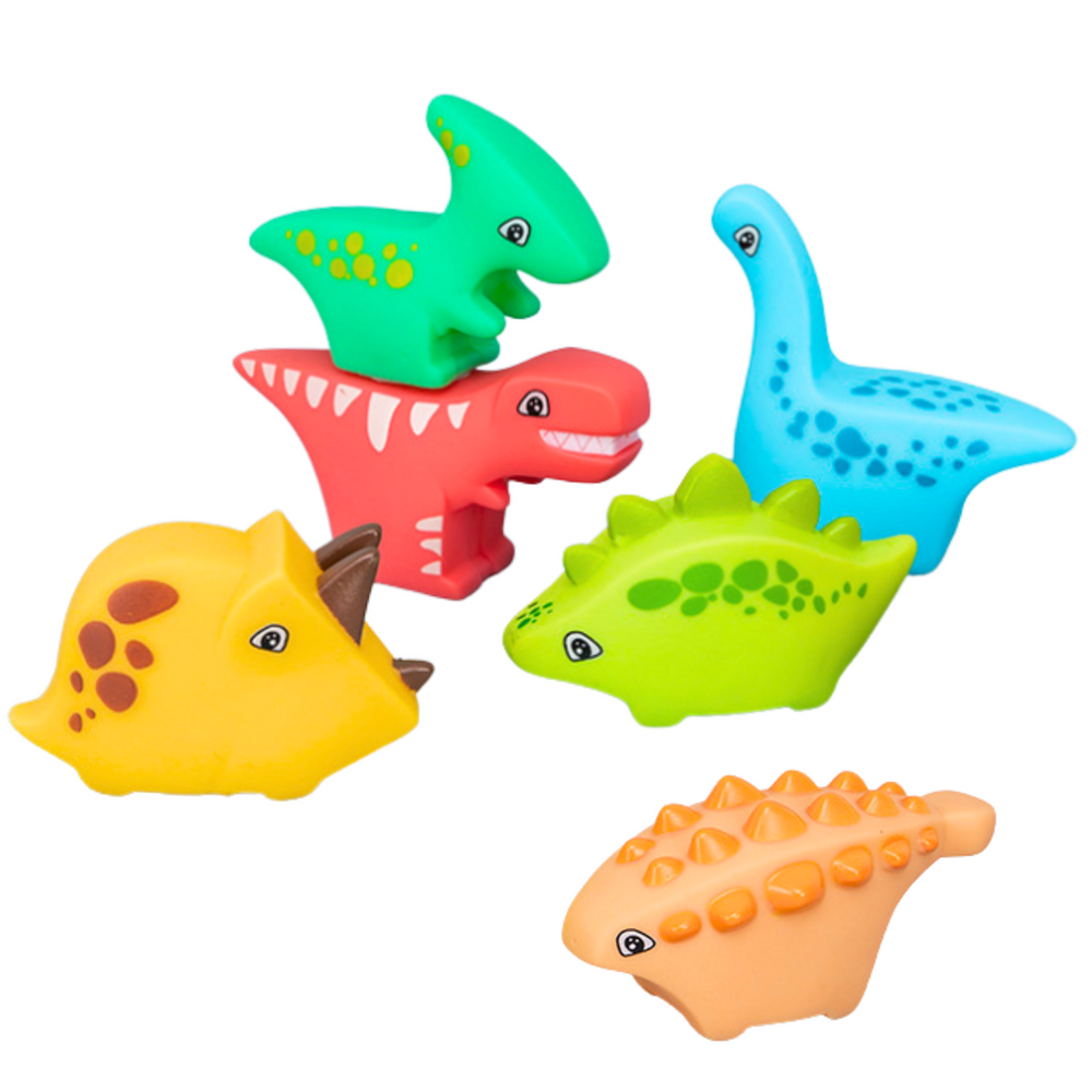 Dinosaur squeaky bath toy set MD151 - six colourful dinosaur toys unboxed