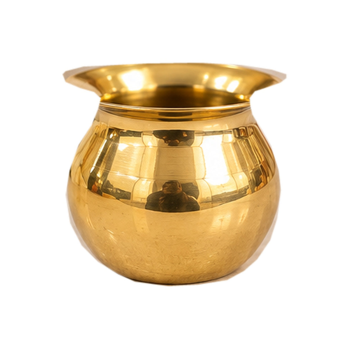 Mini Size 0 golden pooja lota on white background