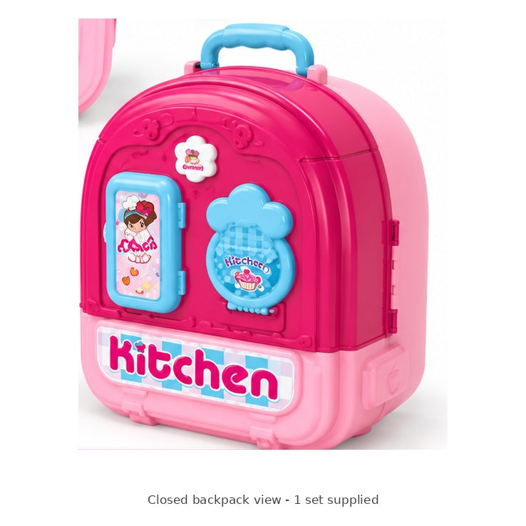 3-in-1 Kitchen Backpack Pretend Play Set — Closed backpack view - 1 set supplied