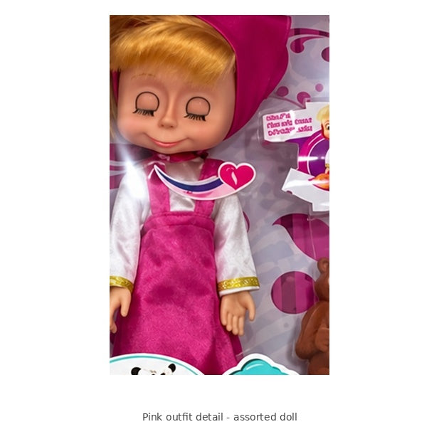 Masha Character Doll – Assorted Outfits, 1 Doll — Pink outfit detail - assorted doll