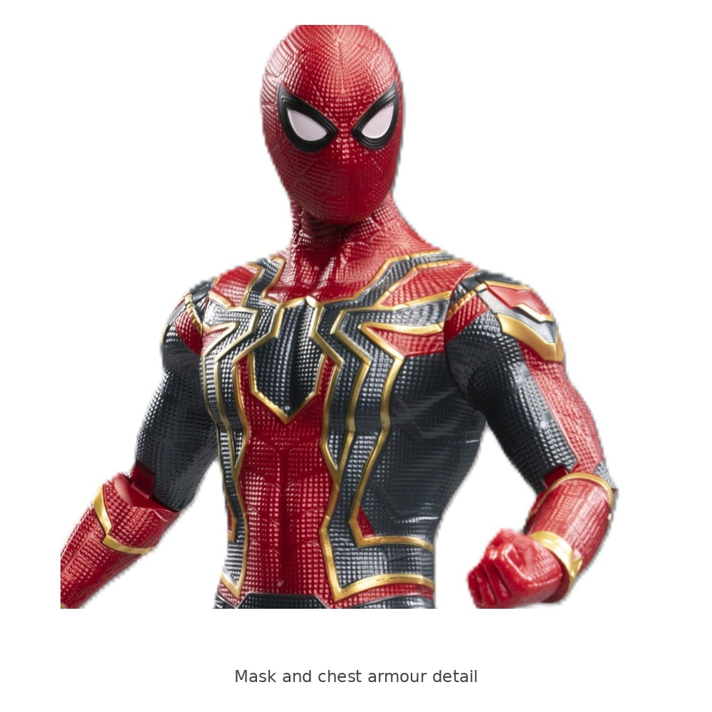 Iron Spider-Man Action Figure with Spider Arms – 14 Inch — Mask and chest armour detail