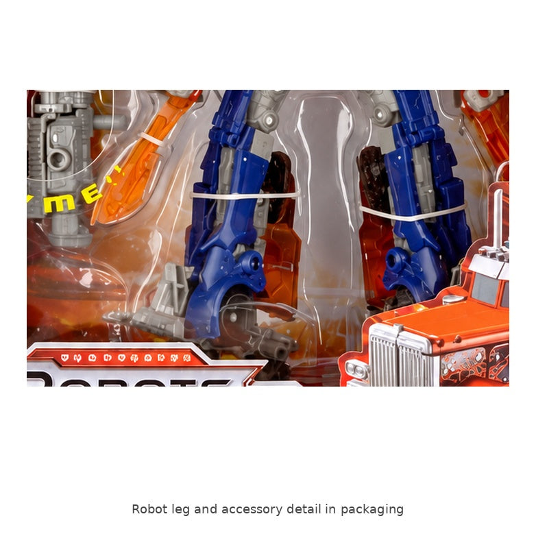 Transforming Robot & Truck Toy – H601 — Robot leg and accessory detail in packaging