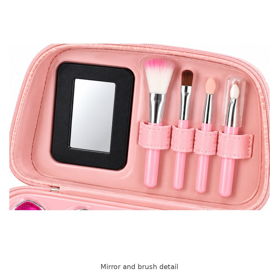 K-Pop Makeup Carry Case Set – Assorted Designs — Mirror and brush detail