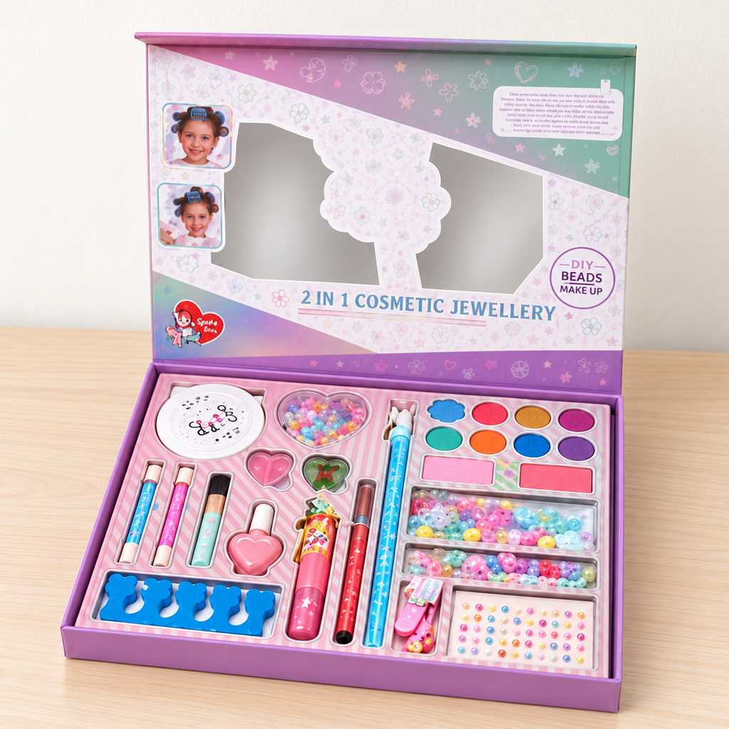 2-in-1 Cosmetics & Jewellery Activity Set – LD-6148 — open activity set and included contents