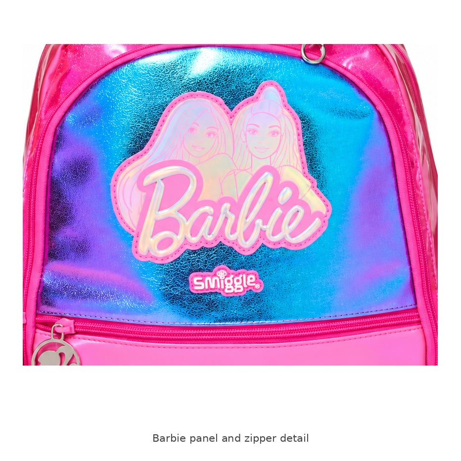 Smiggle Barbie School Backpack – Medium — Barbie panel and zipper detail