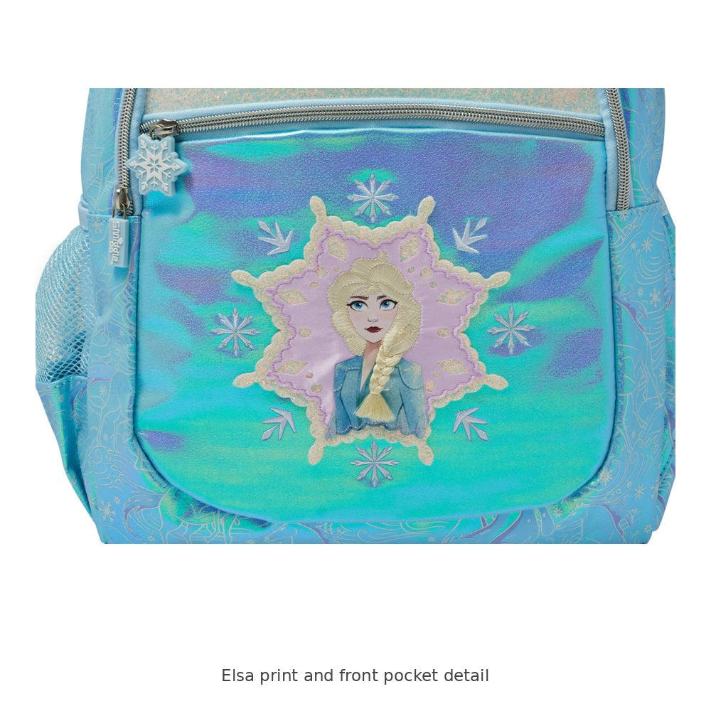 Smiggle Frozen Elsa School Backpack – Large — Elsa print and front pocket detail