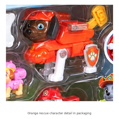 Rescue Dog Team Character Figure Playset — Orange rescue character detail in packaging