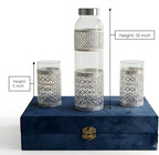 Original product reference: Silver-Tone Glass Bottle & 2 Tumblers Gift Set
